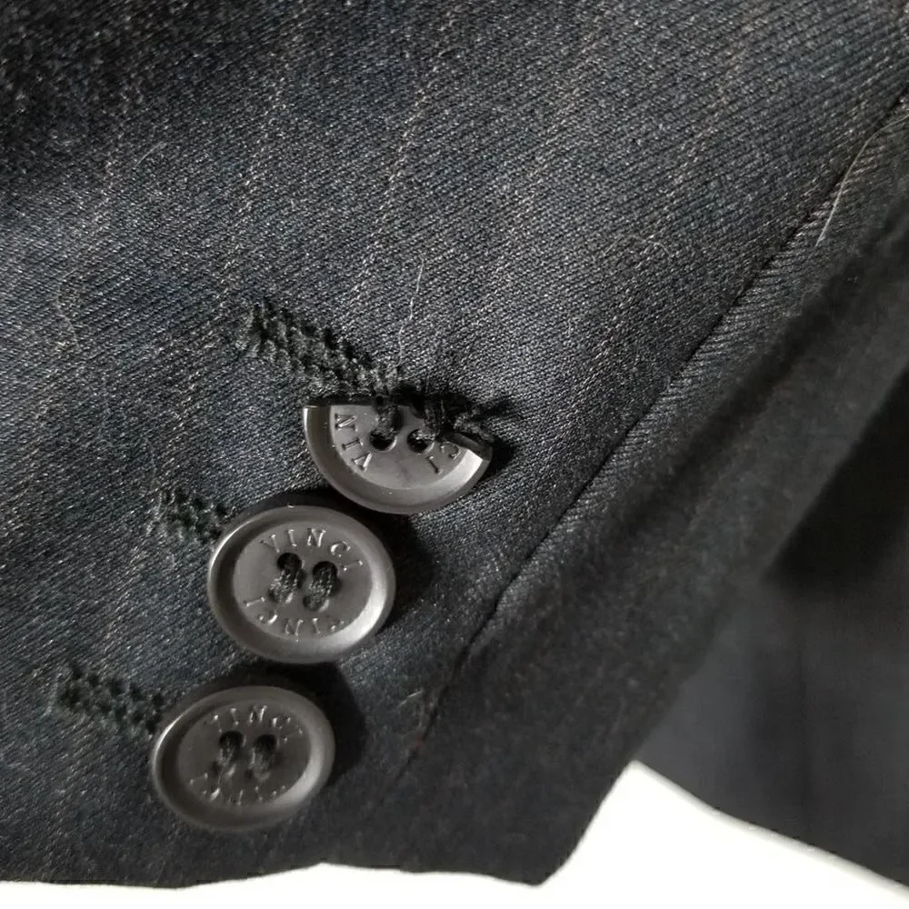 Vinci Pinstripe Button Front Suit Jacket Black XL